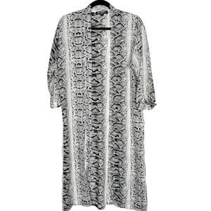 ASOS Fashion Union Womens S/M Gray Black Snakeprint Open Front Top Swim Coverup